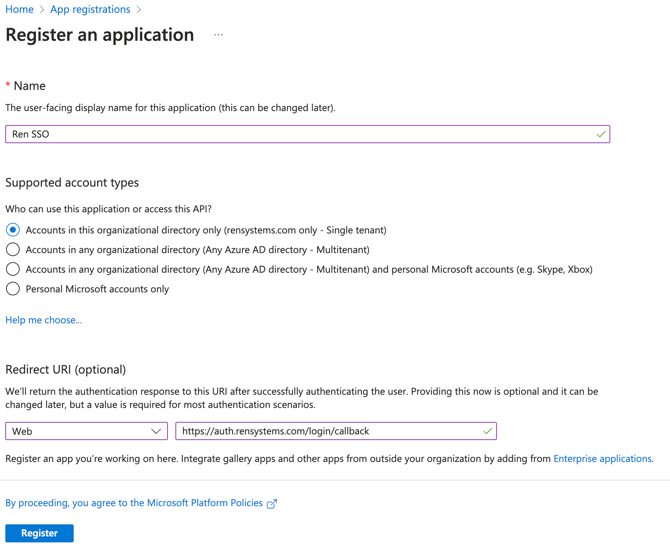 new registration setup